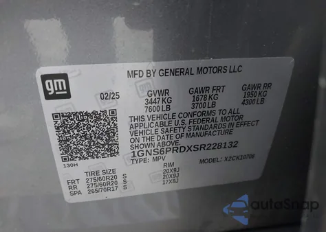 2025 Chevrolet Tahoe 4Wd Z71 z USA, uszkodzony, nr VIN 1GNS6PRDXSR228132